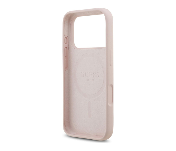 GUESS Silicone Script Metal Logo MagSafe do iPhone 17 Pro różowy - 1365586 - zdjęcie 3